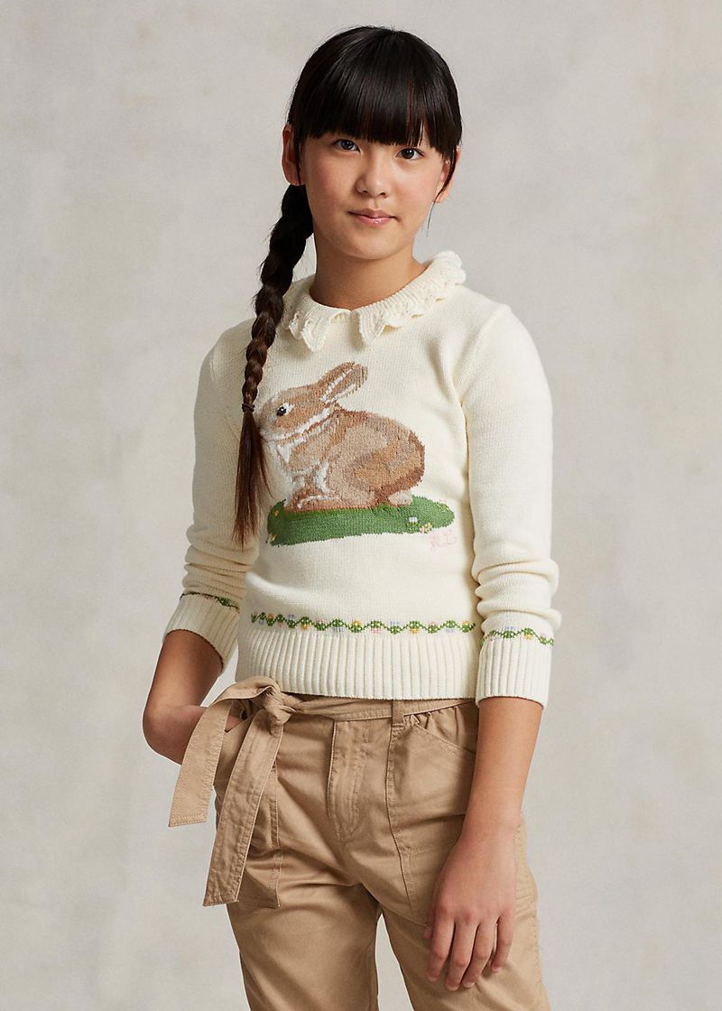 Sueter Ralph Lauren Niña 7-14 Años Lunar New Year Cotton Bunny Jumper Chile Blancas TQCDJ-6524